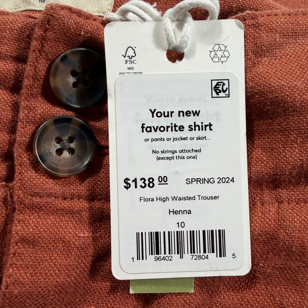 Marine Layer Women Rust Orange Wide Leg Tencel Blend Pleated Trousers Sz 10 NEW - Picture 5 of 11